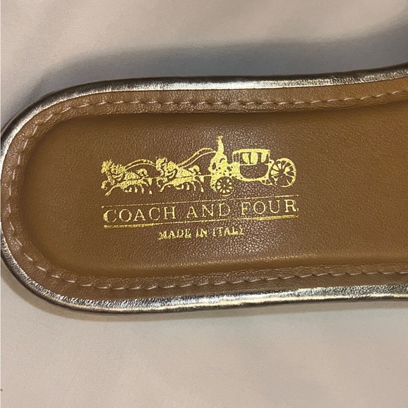 Coach Vince Black Leather Slide Sandals with Gold Accent NWOT - Picture 2 of 5